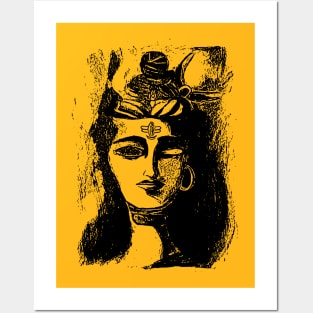 Shiva Potrait Charcoal Posters and Art